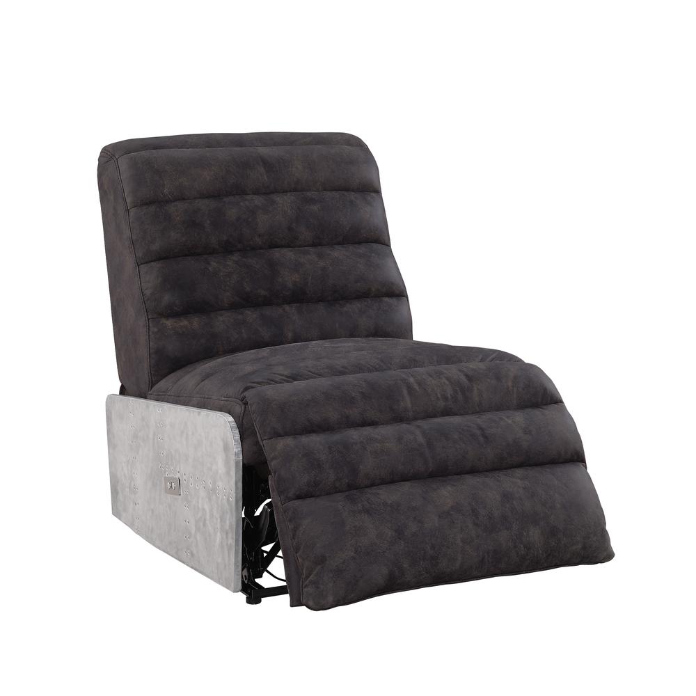 Okzuil Power Motion Recliner, 2-Tone Gray Top Grain Leather & Aluminum (59941). Picture 2