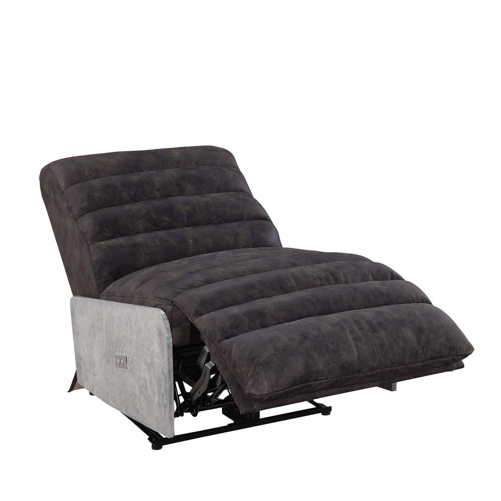 Okzuil Power Motion Recliner, 2-Tone Gray Top Grain Leather & Aluminum (59941). Picture 3