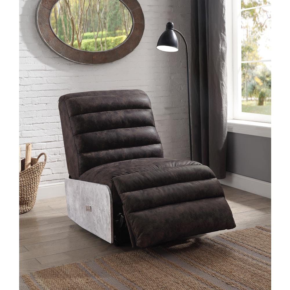 Okzuil Power Motion Recliner, 2-Tone Gray Top Grain Leather & Aluminum (59941). Picture 6