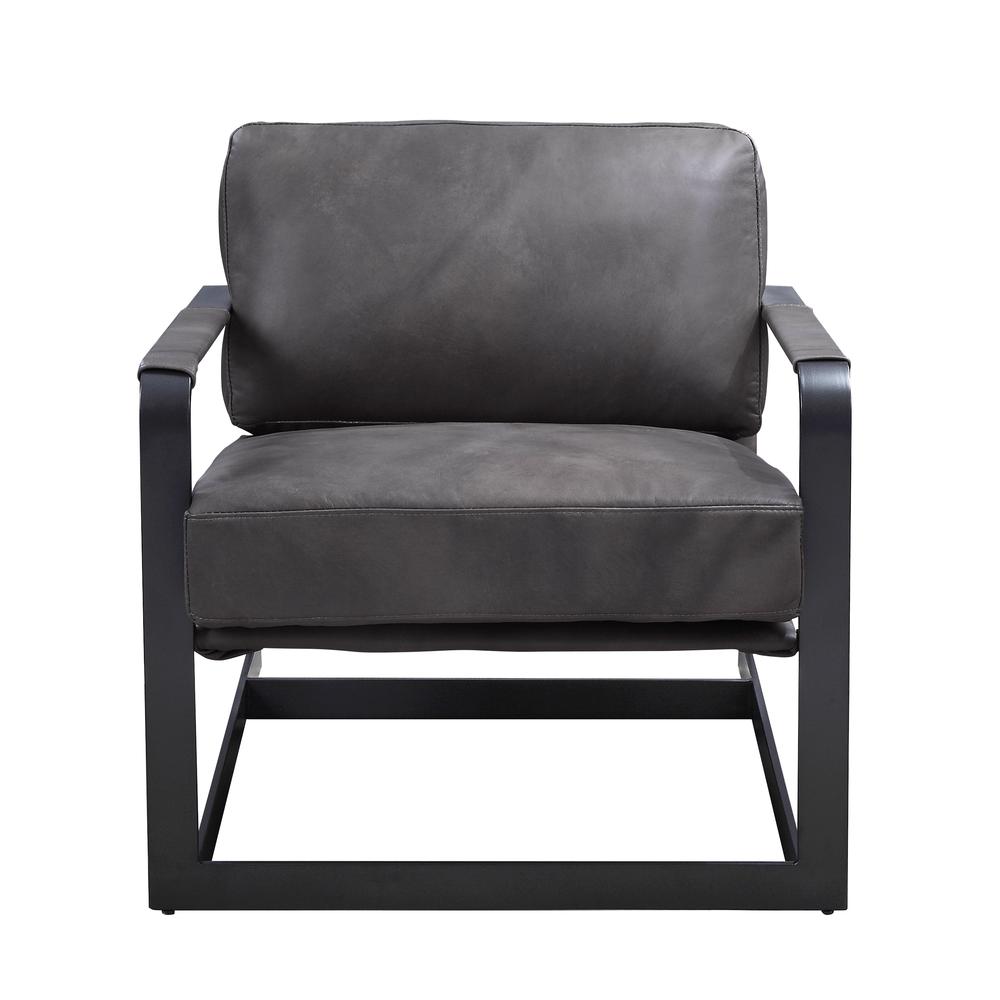 Locnos Accent Chair, Gray Top Grain Leather & Black Finish (59944). Picture 6