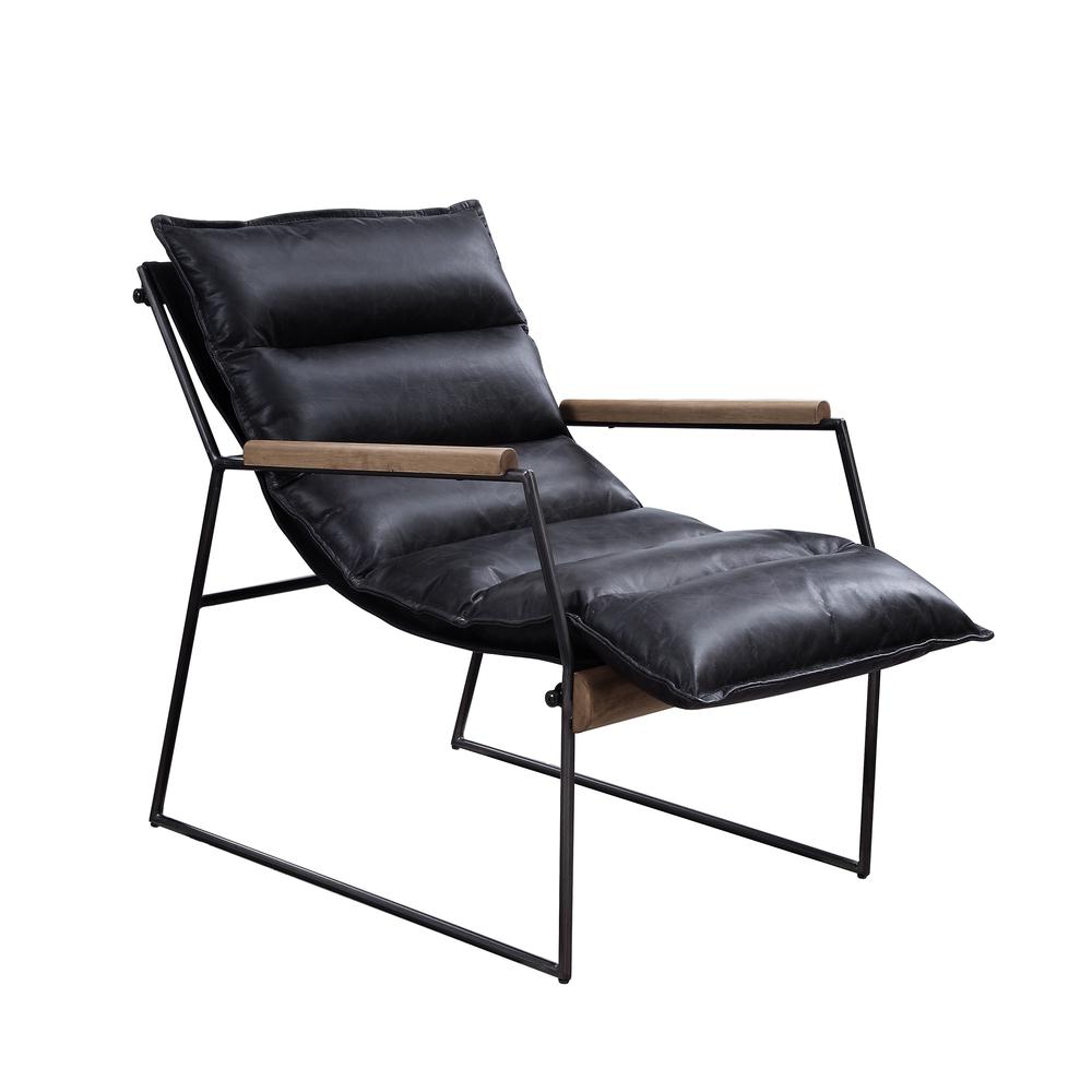 Luberzo Accent Chair, Distress Espresso Top Grain Leather & Matt Iron Finish (59946). Picture 1