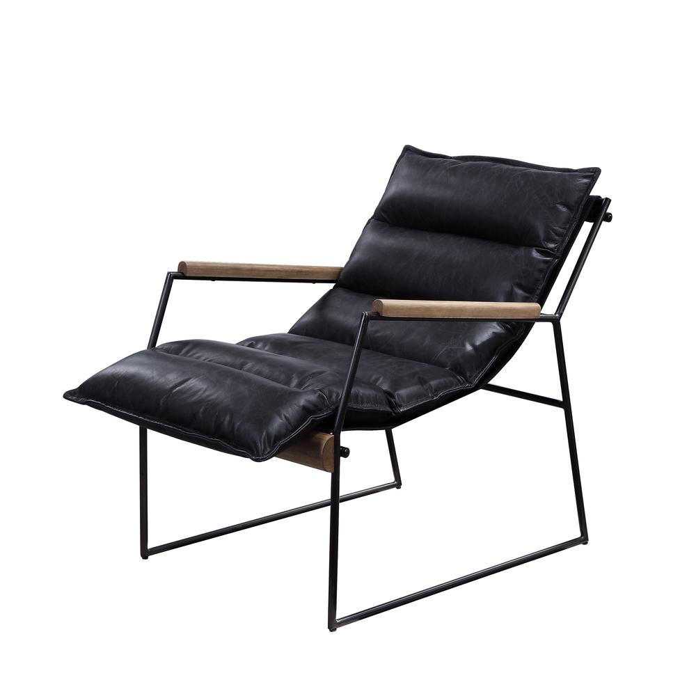 Luberzo Accent Chair, Distress Espresso Top Grain Leather & Matt Iron Finish (59946). Picture 2