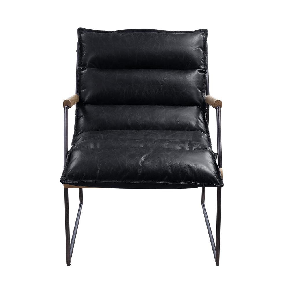 Luberzo Accent Chair, Distress Espresso Top Grain Leather & Matt Iron Finish (59946). Picture 6