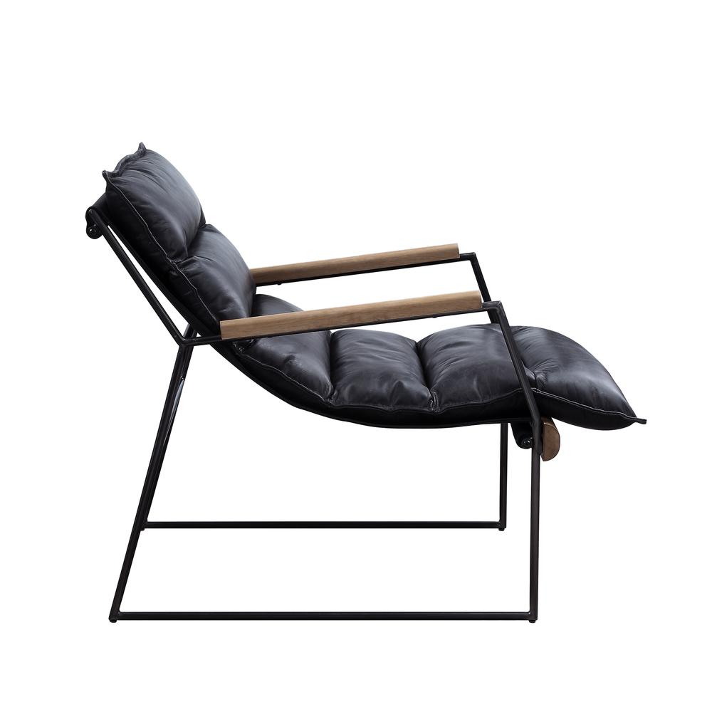 Luberzo Accent Chair, Distress Espresso Top Grain Leather & Matt Iron Finish (59946). Picture 8