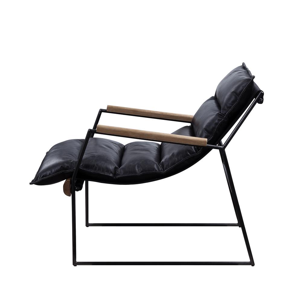 Luberzo Accent Chair, Distress Espresso Top Grain Leather & Matt Iron Finish (59946). Picture 9