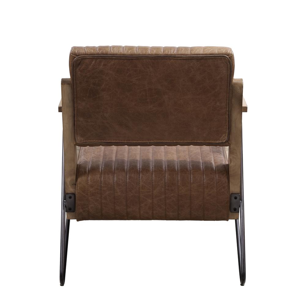 Eacnlz Accent Chair, Cocoa Top Grain Leather & Matt Iron Finish (59947). Picture 5