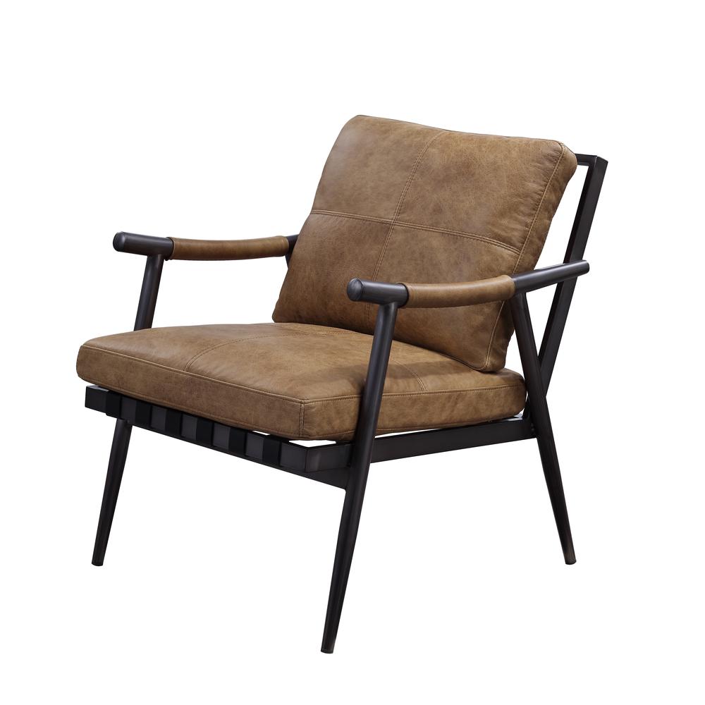 Anzan Accent Chair, Berham Chestnut Top Grain Leather & Matt Iron Finish (59949). Picture 2