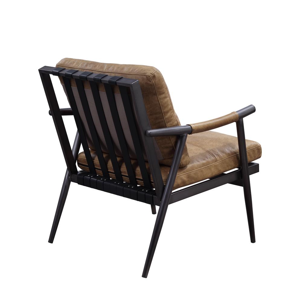 Anzan Accent Chair, Berham Chestnut Top Grain Leather & Matt Iron Finish (59949). Picture 3
