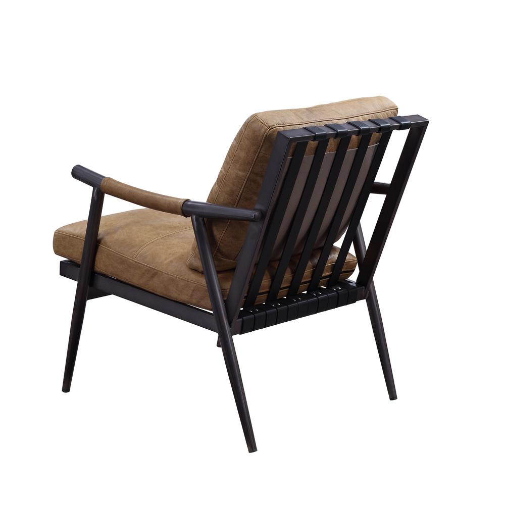 Anzan Accent Chair, Berham Chestnut Top Grain Leather & Matt Iron Finish (59949). Picture 4