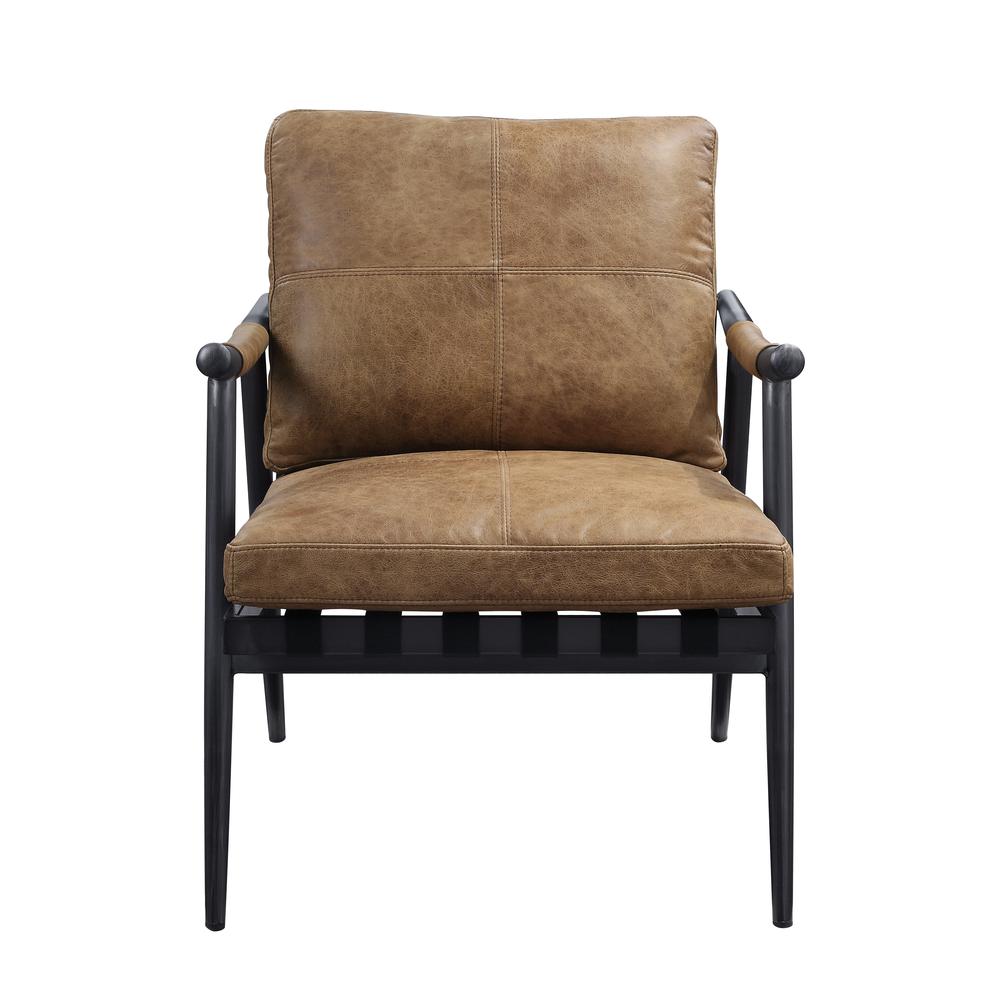 Anzan Accent Chair, Berham Chestnut Top Grain Leather & Matt Iron Finish (59949). Picture 6
