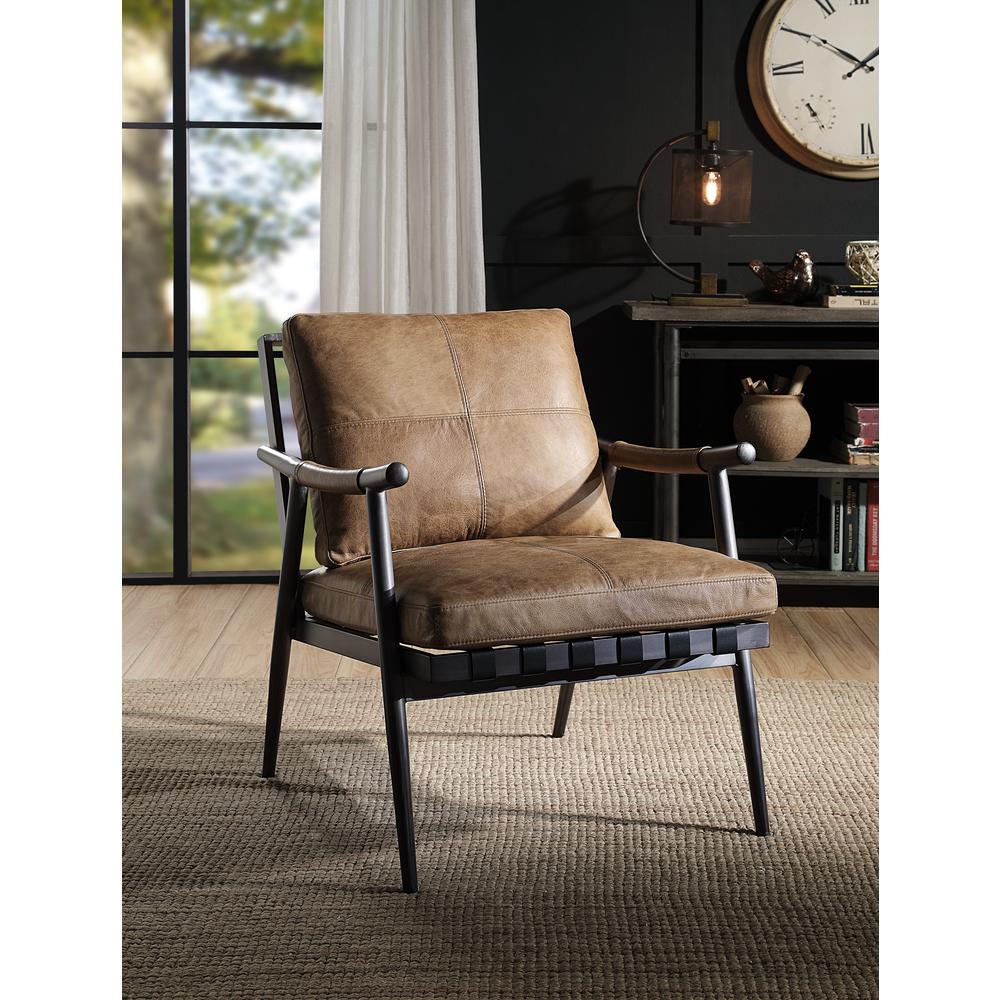 Anzan Accent Chair, Berham Chestnut Top Grain Leather & Matt Iron Finish (59949). Picture 7