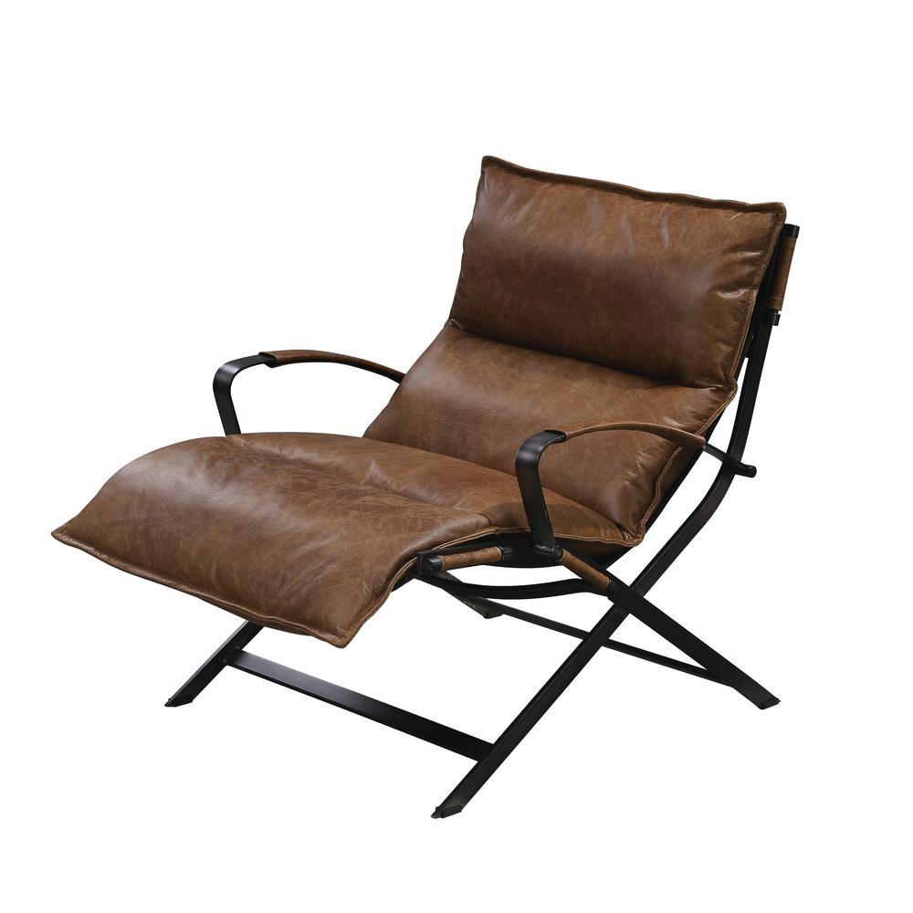 Zulgaz Accent Chair, Cocoa Top Grain Leather & Matt Iron Finish (59951). Picture 2