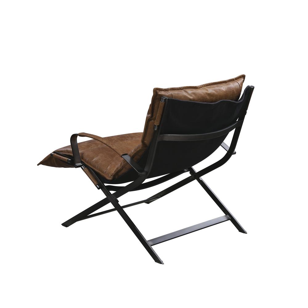 Zulgaz Accent Chair, Cocoa Top Grain Leather & Matt Iron Finish (59951). Picture 4