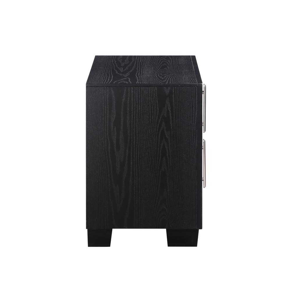 Nicola Silver Synthetic Leather & Black Finish Nightstand. Picture 2