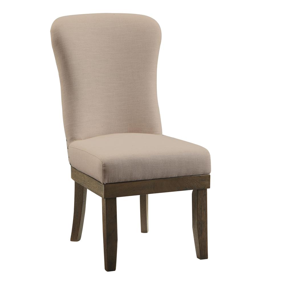 Landon Side Chair (Set-2), Beige Linen & Salvage Brown. Picture 3