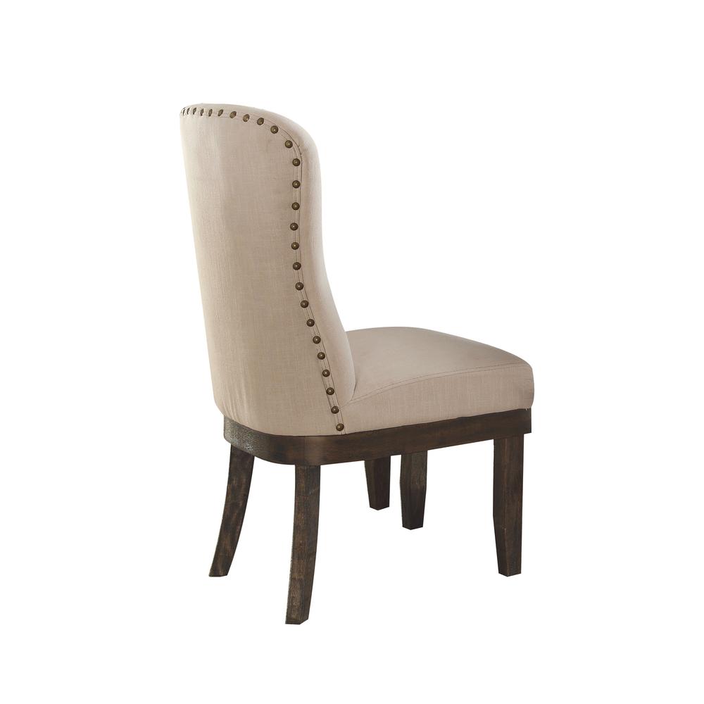 Landon Side Chair (Set-2), Beige Linen & Salvage Brown. Picture 4