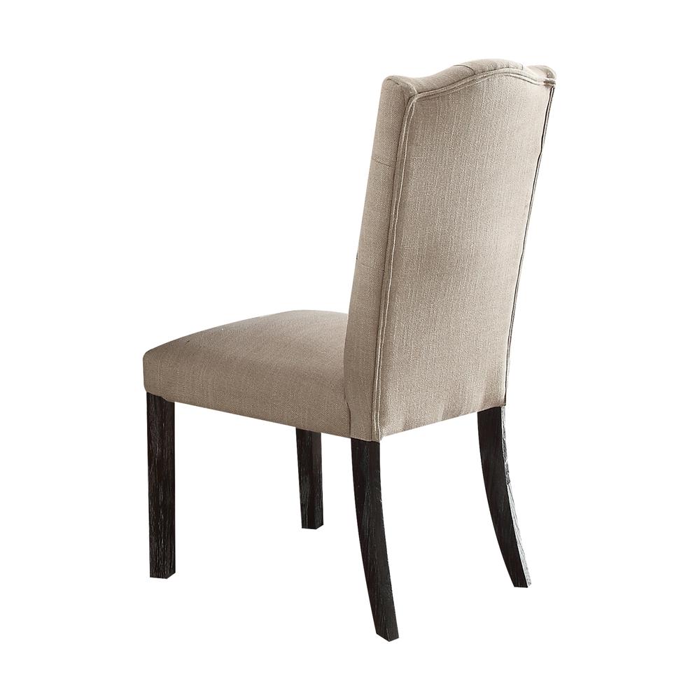 Gerardo Side Chair (Set-2), Beige Linen & Weathered Espresso. Picture 1