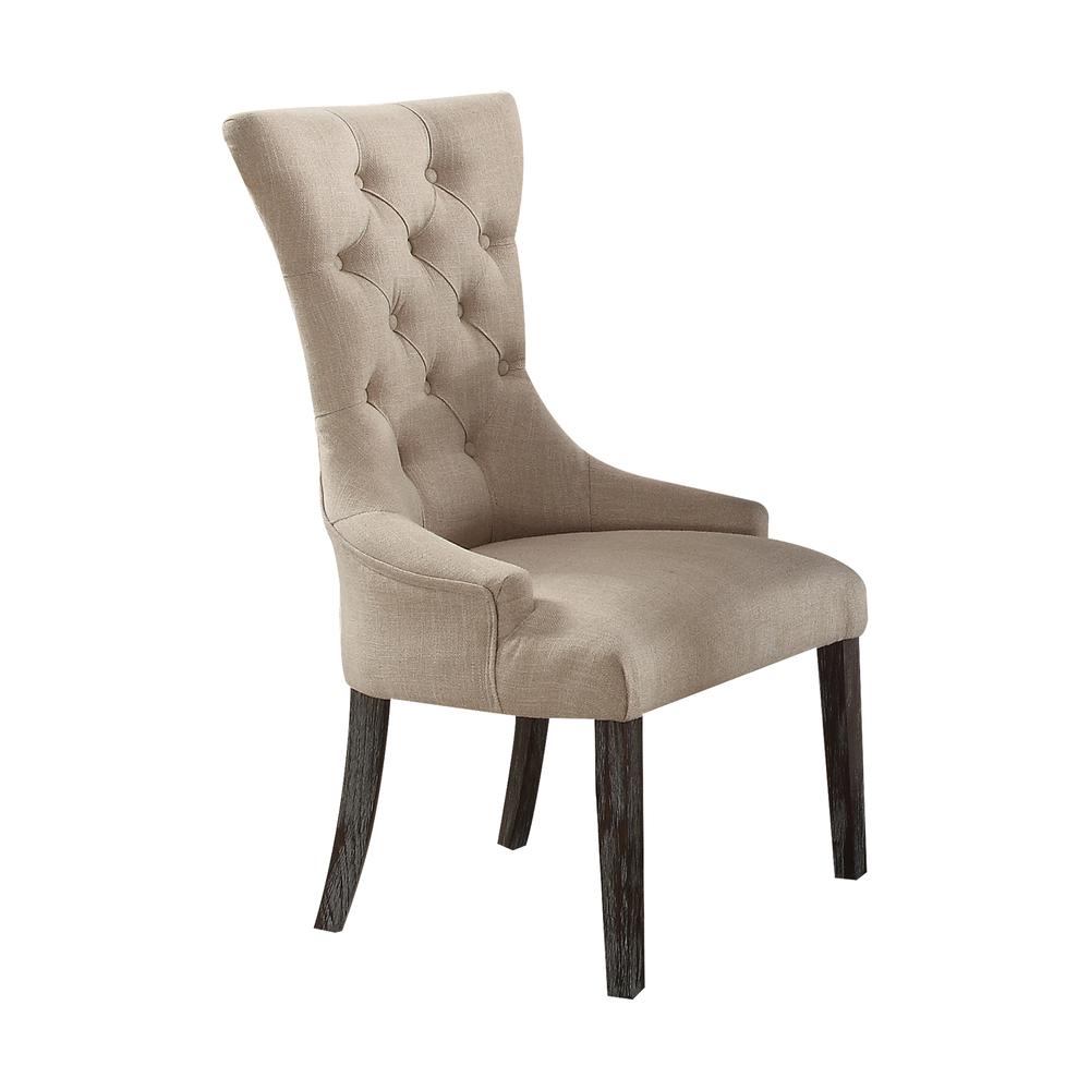 Gerardo Arm Chair (Set-2), Beige Linen & Weathered Espresso. Picture 1