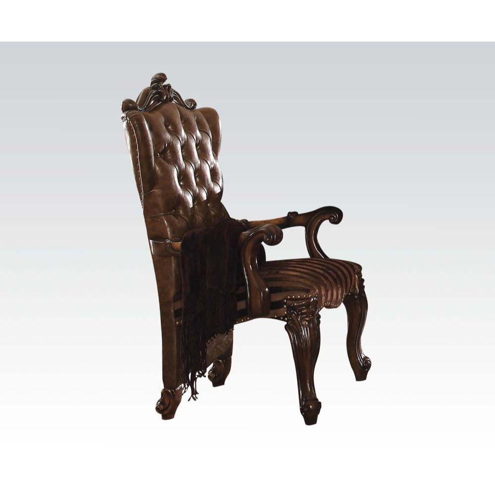 Versailles Arm Chair (Set-2), Two Tone Light Brown PU/Fabric & Cherry Oak Finish. Picture 2