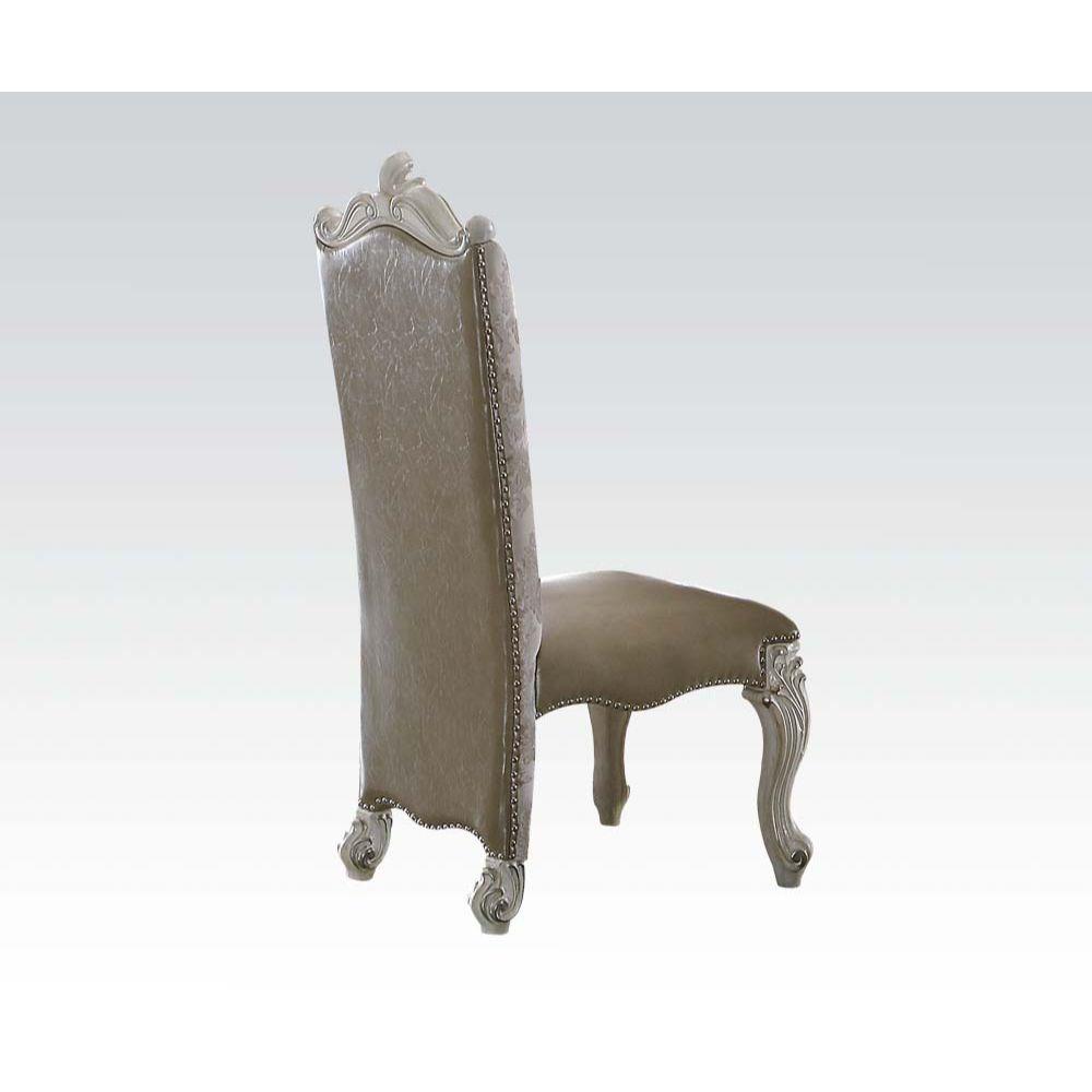Versailles Side Chair (Set-2), Vintage PU/Fabric & Bone White Finish. Picture 2