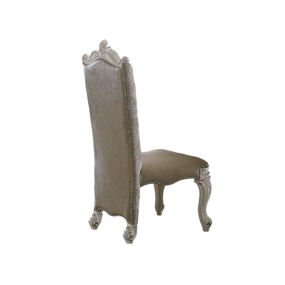 Versailles Side Chair (Set-2), Vintage PU/Fabric & Bone White Finish. Picture 1