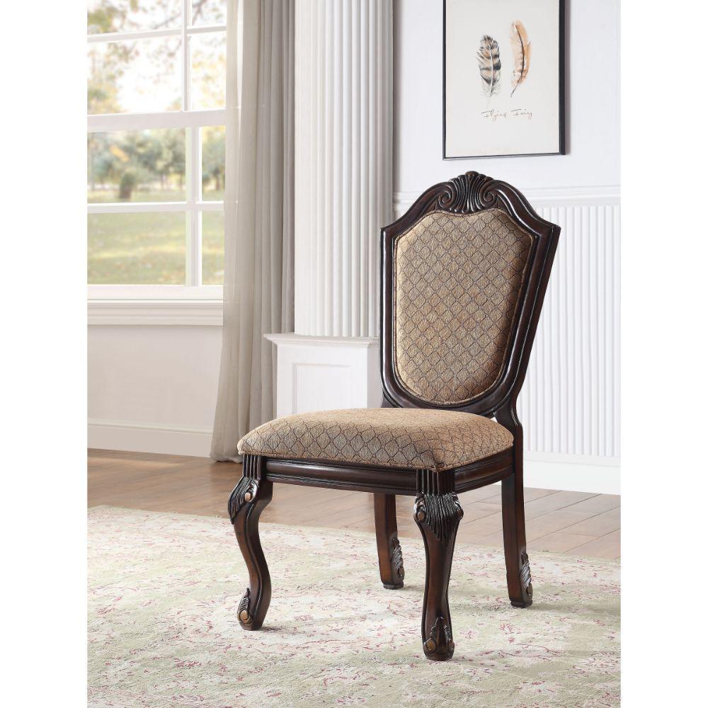 Chateau De Ville Side Chair (Set-2), Fabric & Espresso Finish. Picture 2