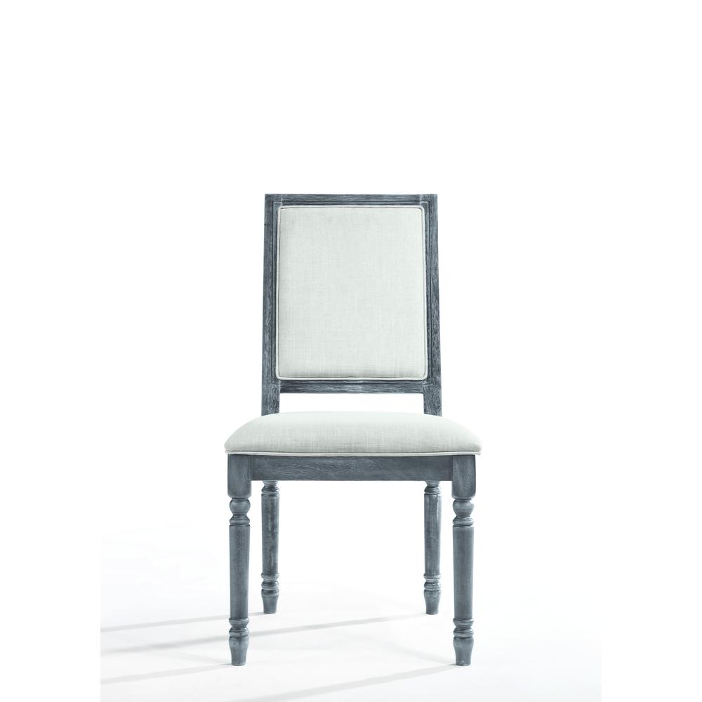 Leventis Side Chair (Set-2), Cream Linen & Weathered Gray. Picture 1