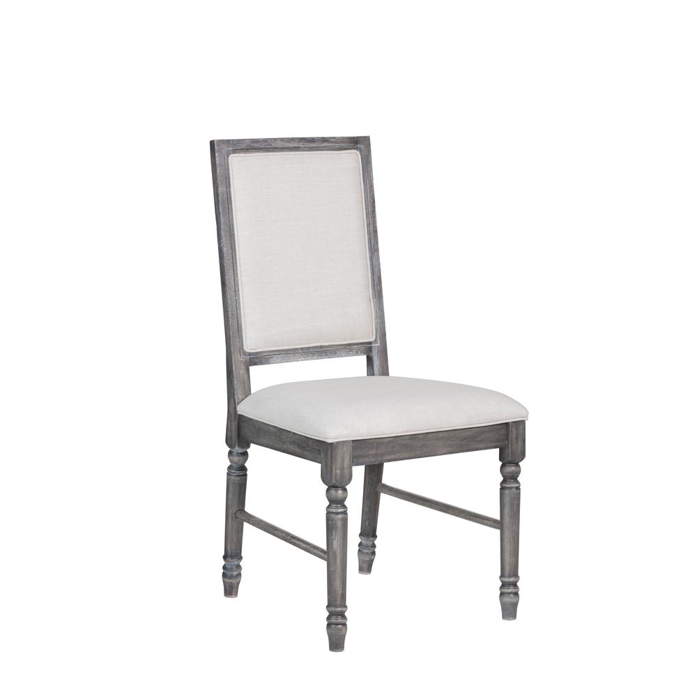 Leventis Side Chair (Set-2), Cream Linen & Weathered Gray. Picture 2