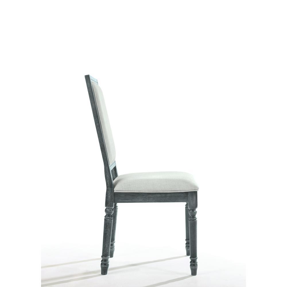 Leventis Side Chair (Set-2), Cream Linen & Weathered Gray. Picture 3