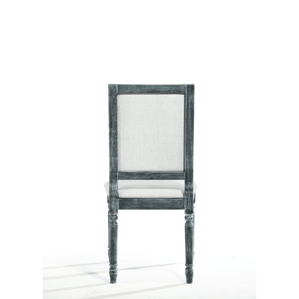 Leventis Side Chair (Set-2), Cream Linen & Weathered Gray. Picture 4