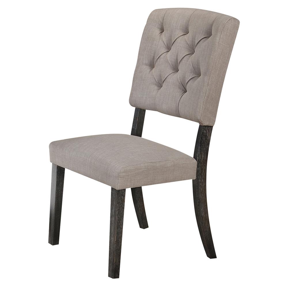 Side Chair (Set-2), Fabric & Weathered Gray Oak. Picture 1