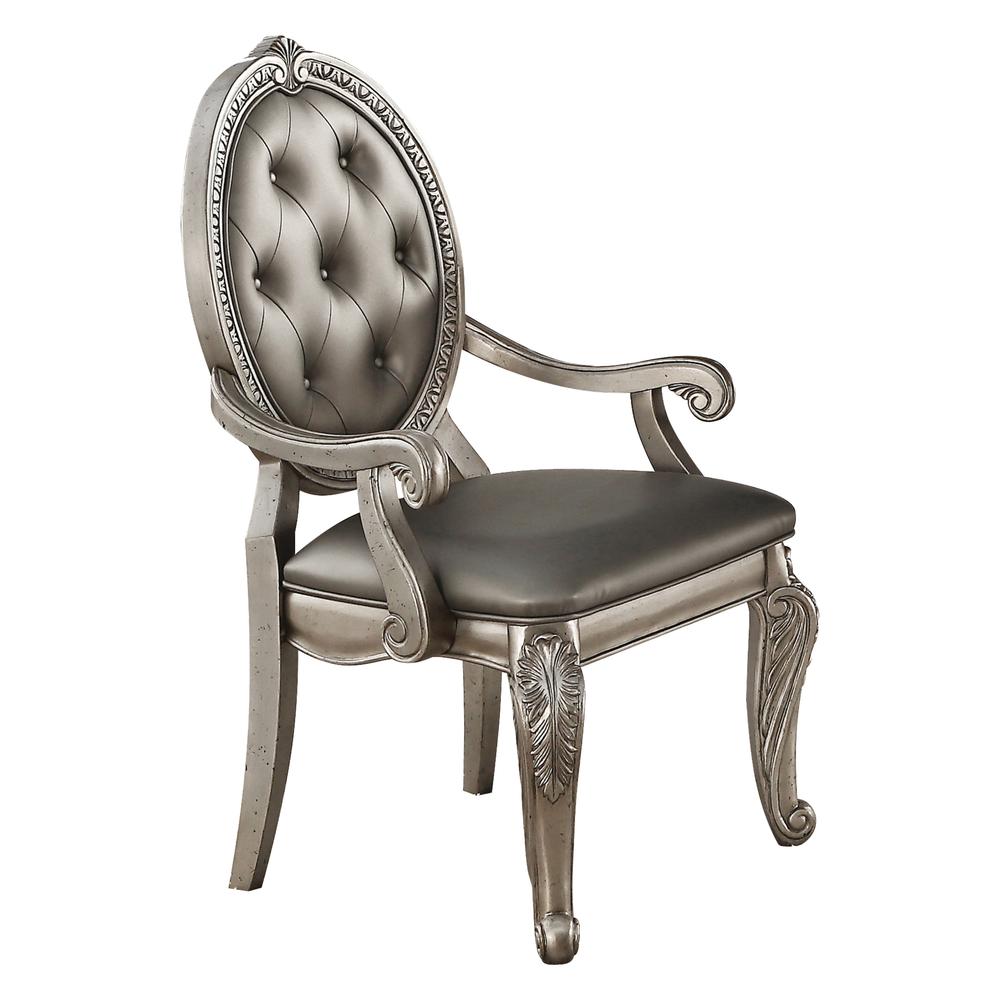 Northville Arm Chair (Set-2), PU & Antique Champagne. Picture 1