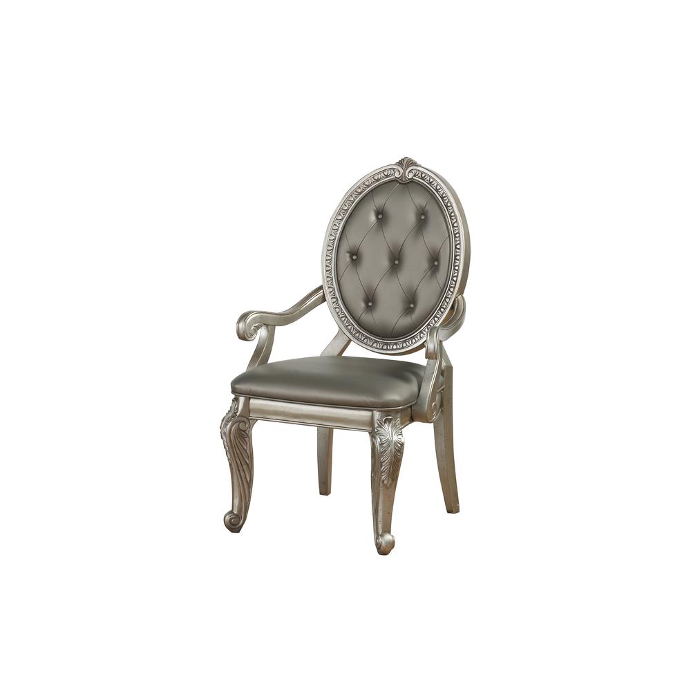 Northville Arm Chair (Set-2), PU & Antique Champagne. Picture 2