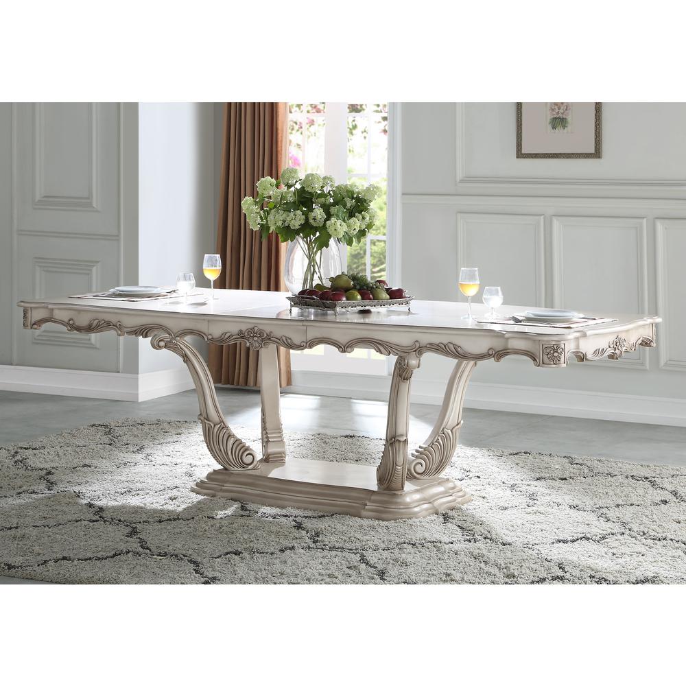 Gorsedd Dining Table w/Pedestal, Antique White (1Set/2Ctn). Picture 1
