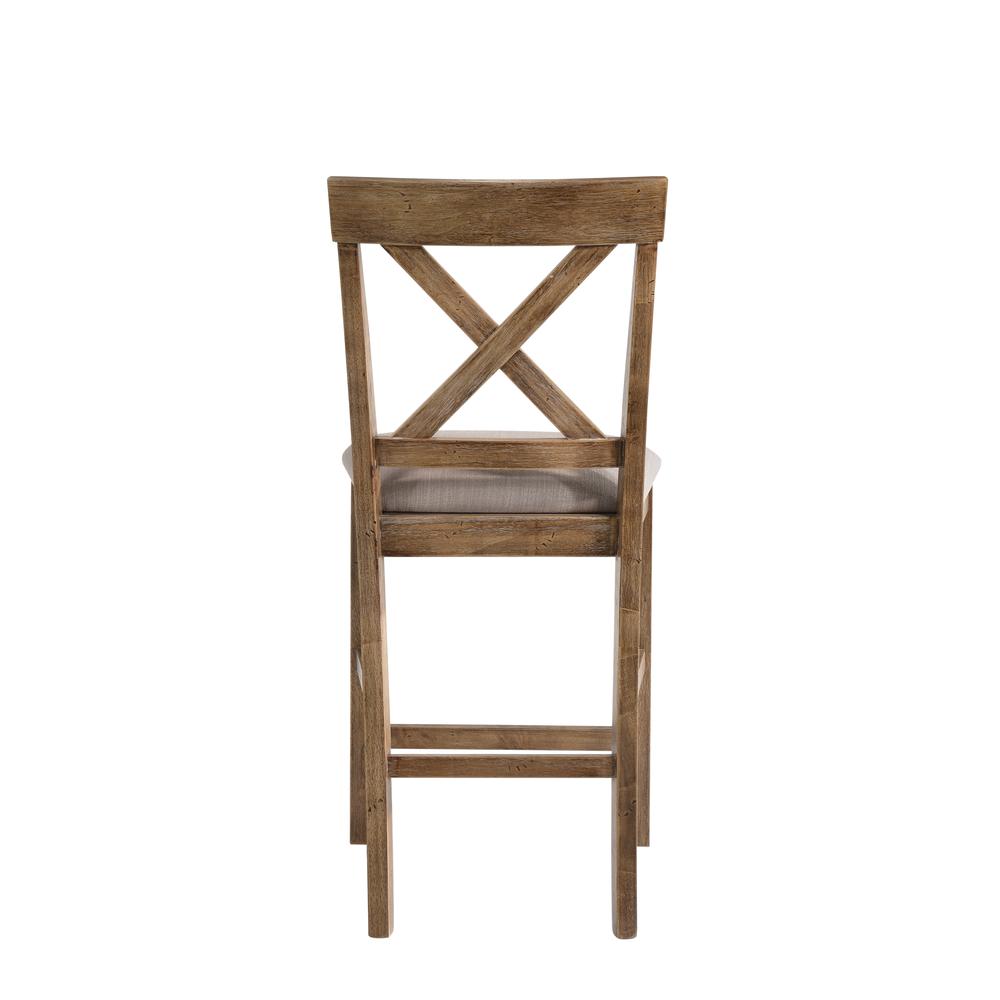 Martha II Counter Height Chair (Set-2), Tan Linen & Weathered Oak. Picture 2