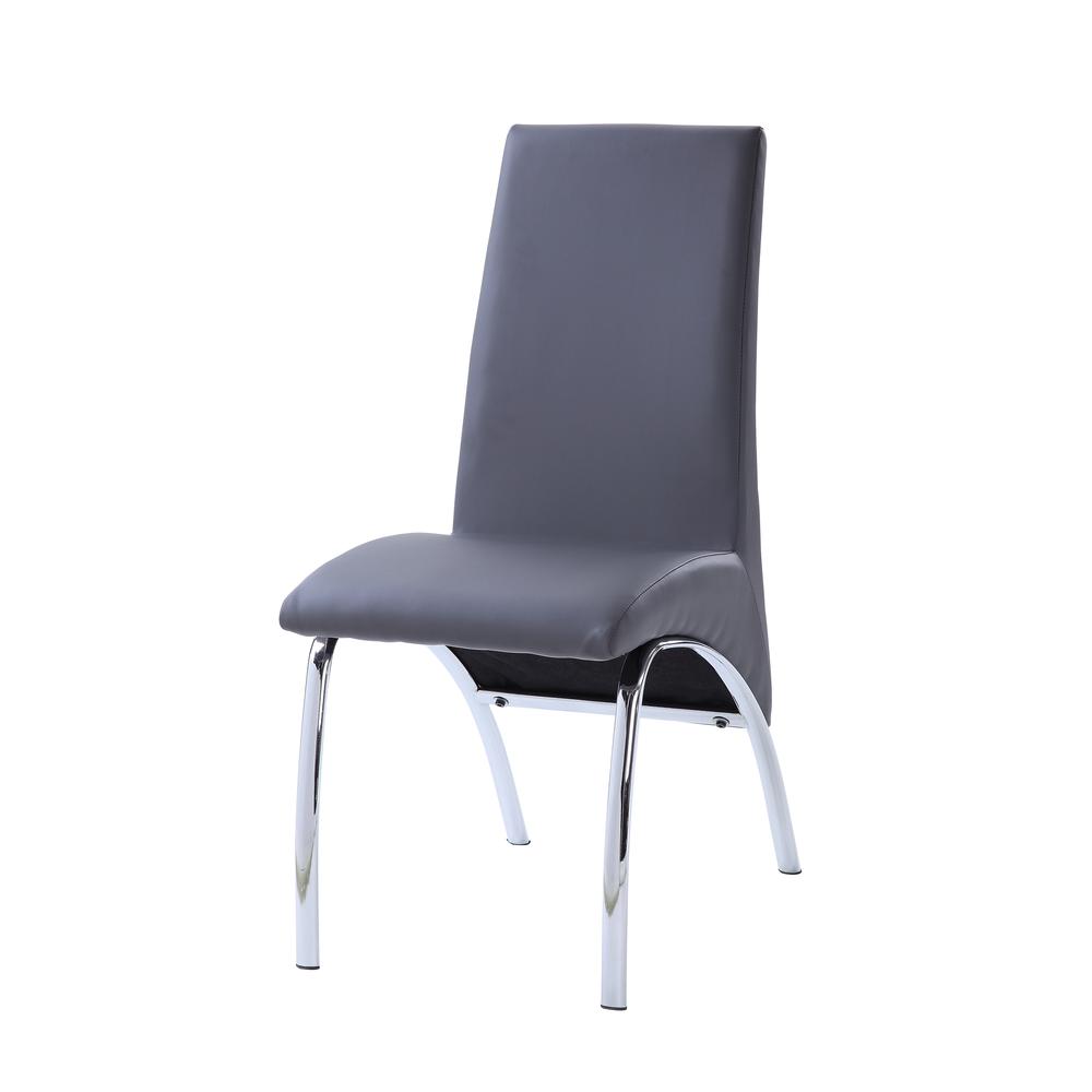 Side Chair (Set-2), Gray PU & Chrome. Picture 1