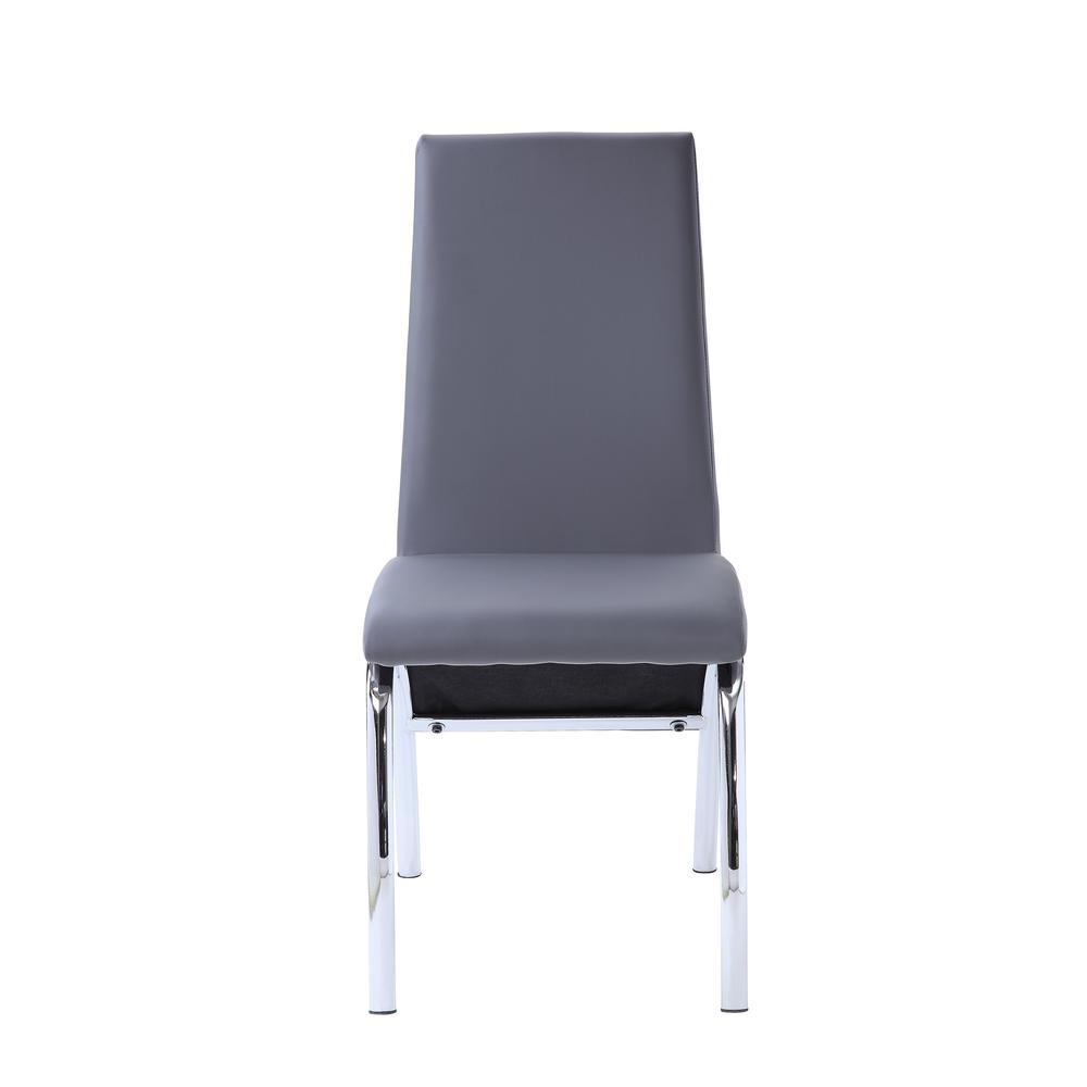 Side Chair (Set-2), Gray PU & Chrome. Picture 3