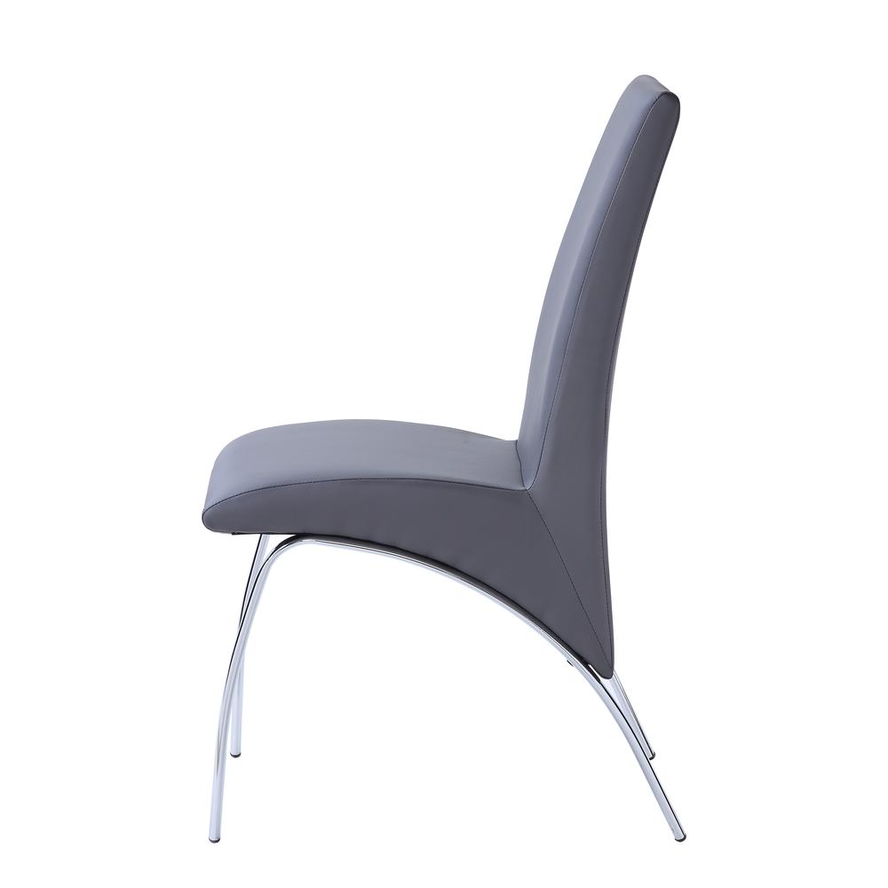 Side Chair (Set-2), Gray PU & Chrome. Picture 4