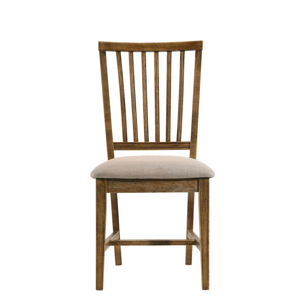Side Chair (Set-2), Tan Linen & Weathered Oak. Picture 3