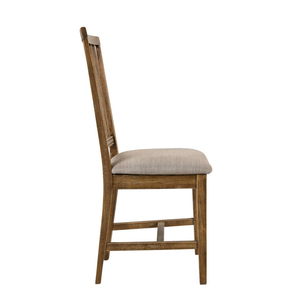 Side Chair (Set-2), Tan Linen & Weathered Oak. Picture 4