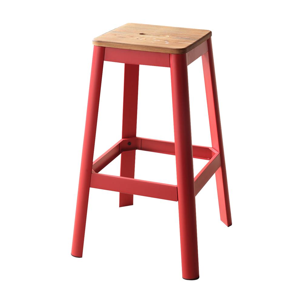 Jacotte Bar Stool (1Pc), Natural & Red, 30" Seat Height. Picture 7