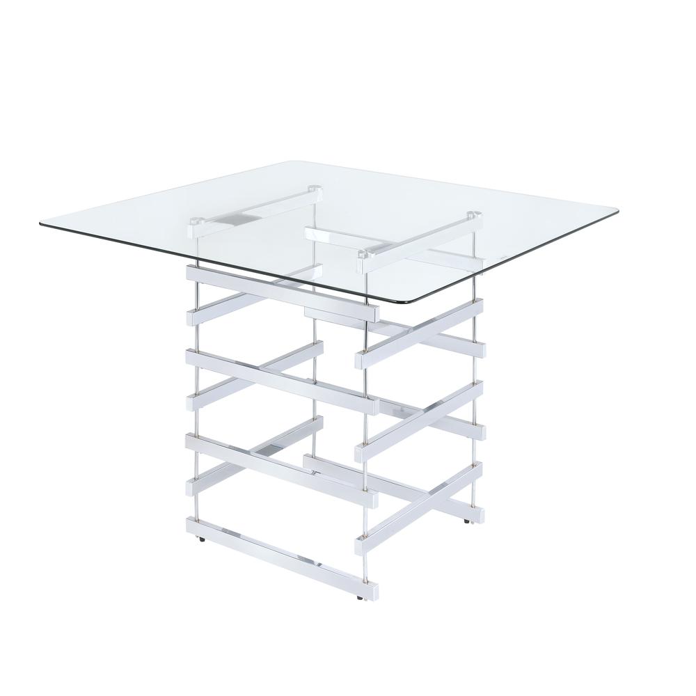 Nadie Counter Height Table, Chrome & Clear Glass (1Set/2Ctn). Picture 1