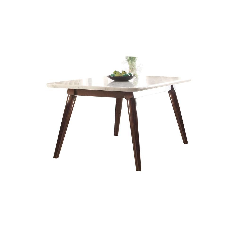 Gasha Dining Table, White Marble & Walnut (72820). Picture 1