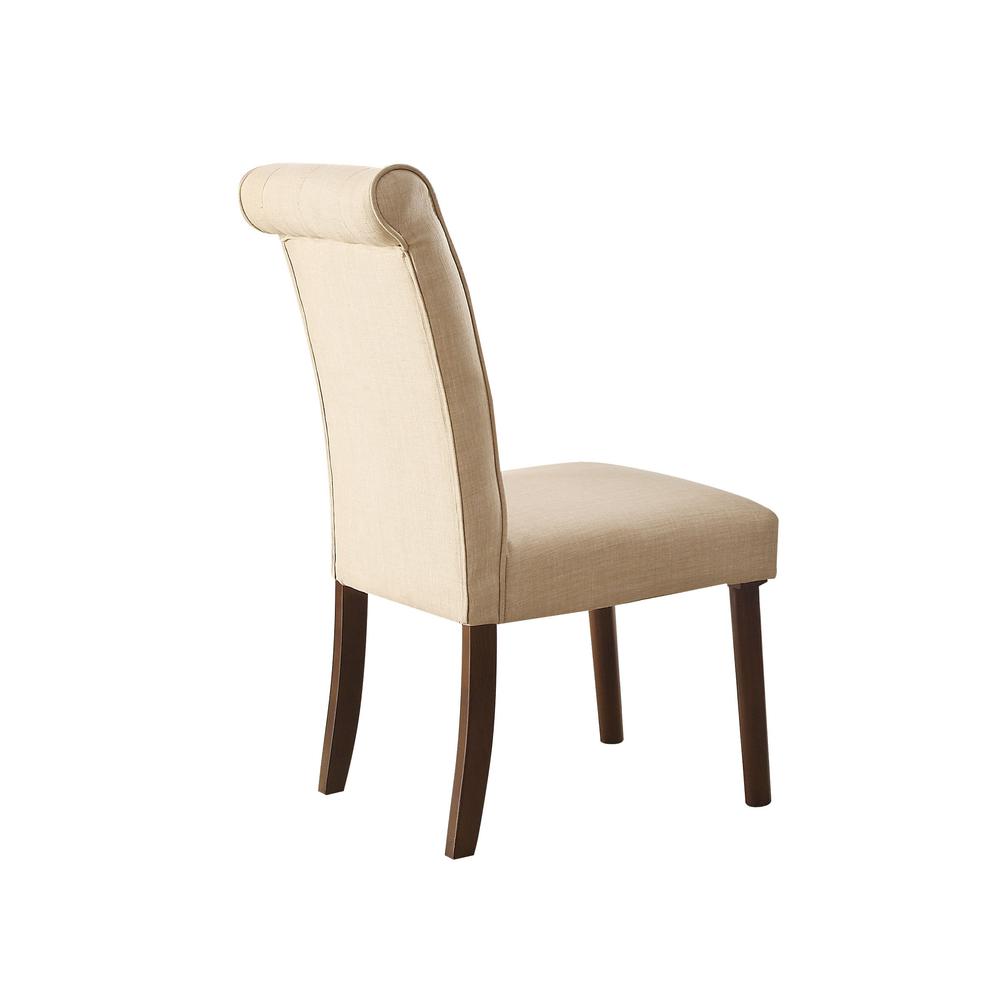Gasha Side Chair (Set-2), Beige Linen & Walnut. Picture 1