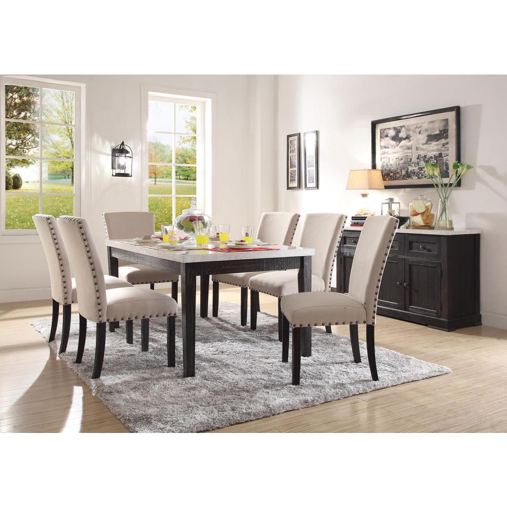 Nolan Dining Table, White Marble & Salvage Dark Oak (72850). Picture 3
