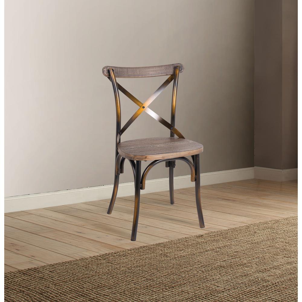 Zaire Side Chair (1Pc), Antique Copper & Antique Oak. Picture 1