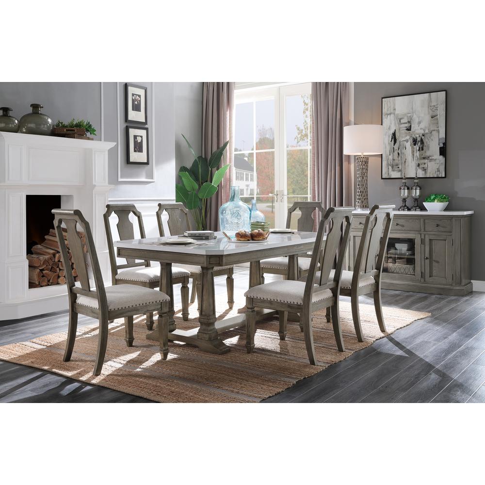 Zumala Dining Table, Marble & Weathered Oak Finish (73260). Picture 1