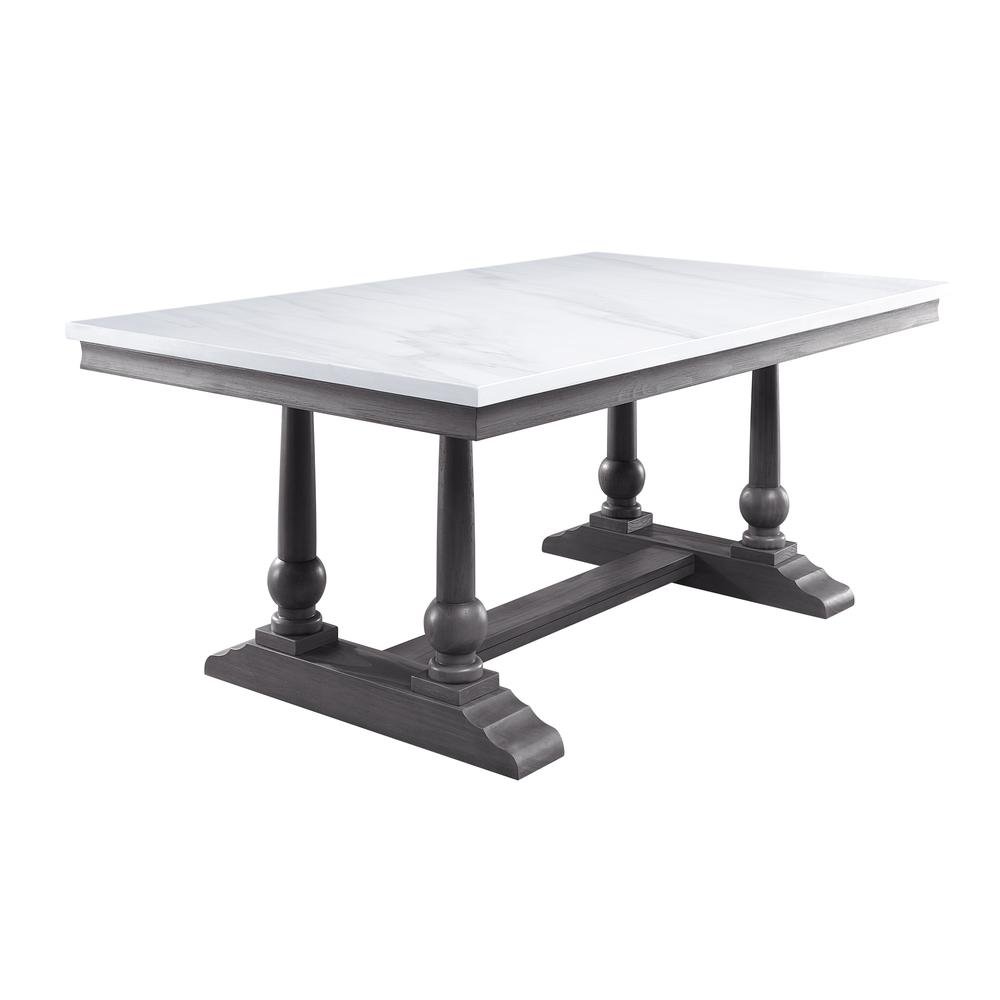 Yabeina Dining Table , Marble Top & Gray Oak Finish (73265). Picture 2