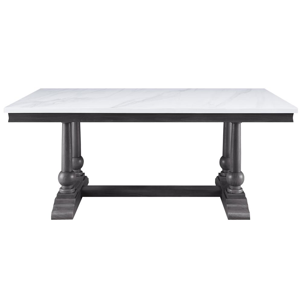 Yabeina Dining Table , Marble Top & Gray Oak Finish (73265). Picture 3