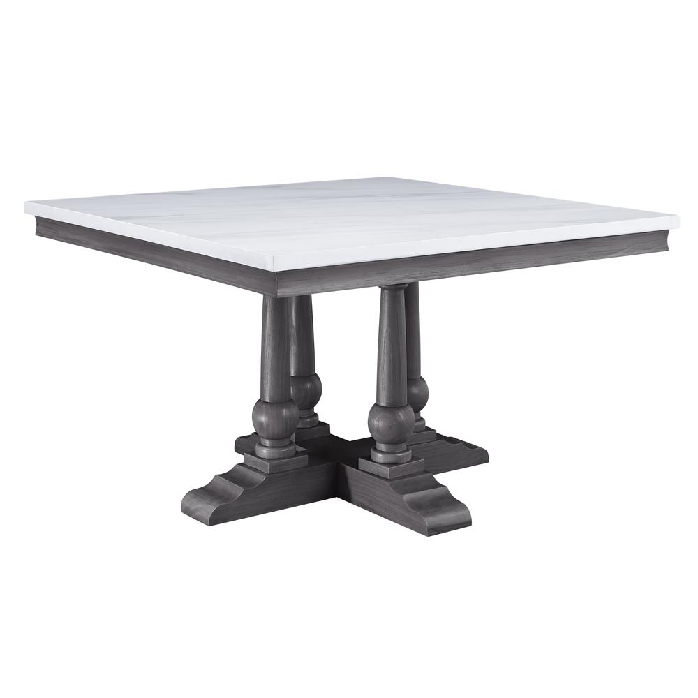 Yabeina Square Dining Table , Marble Top & Gray Oak Finish (73270). Picture 2